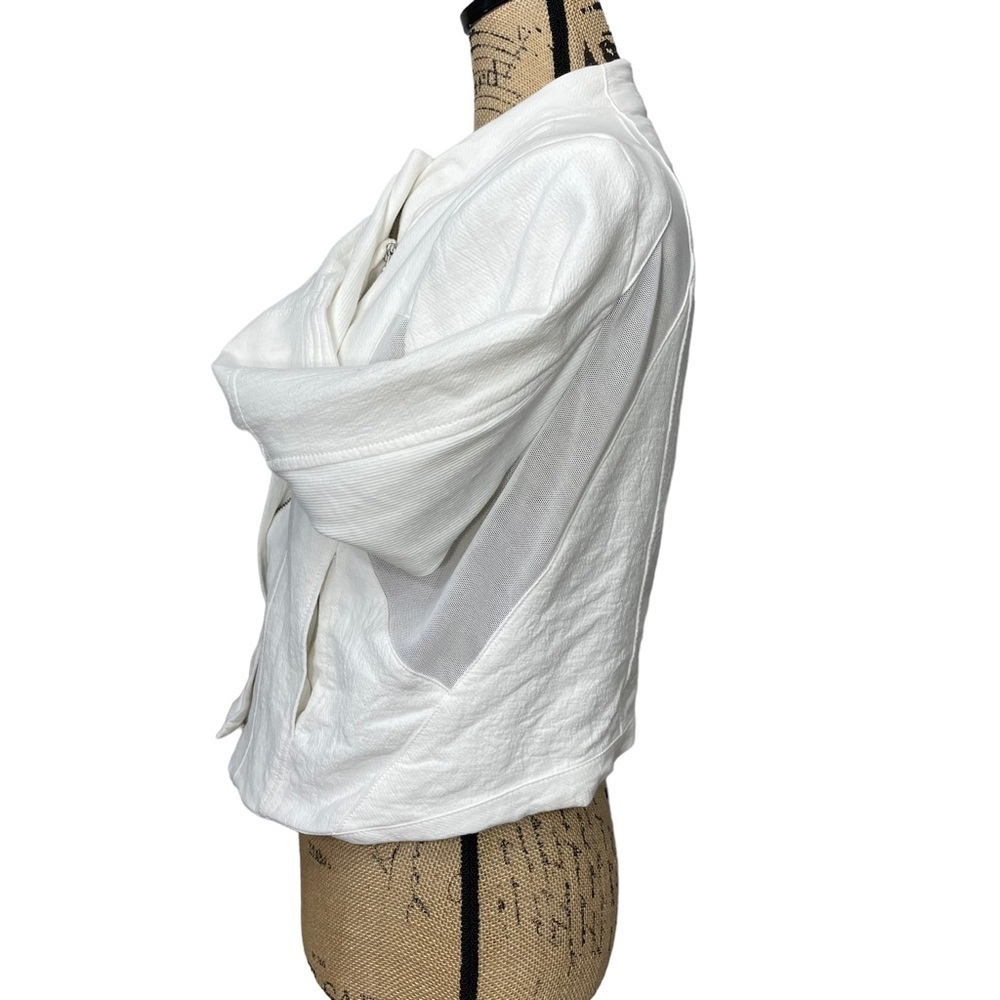 BLANK NYC White Moto Blazer with Mesh Detail Size Size Large Cropped - Picture 10 of 16
